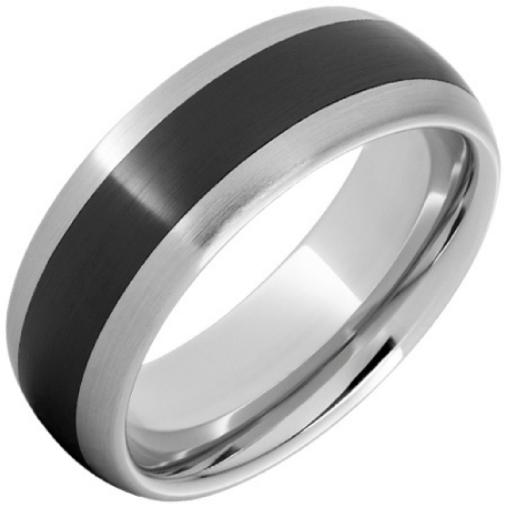 Serinium Wedding Bands Serinium 8mm Domed Black Ceramic Inlay Polish