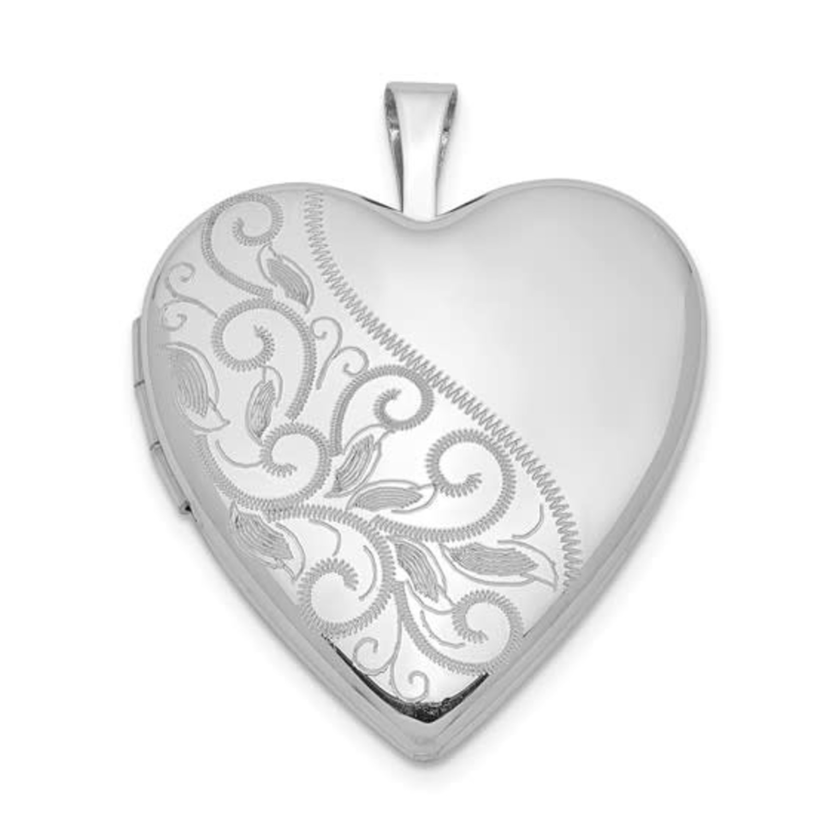 This Is Life Swirl and Polished Heart Locket - Sterling Silver