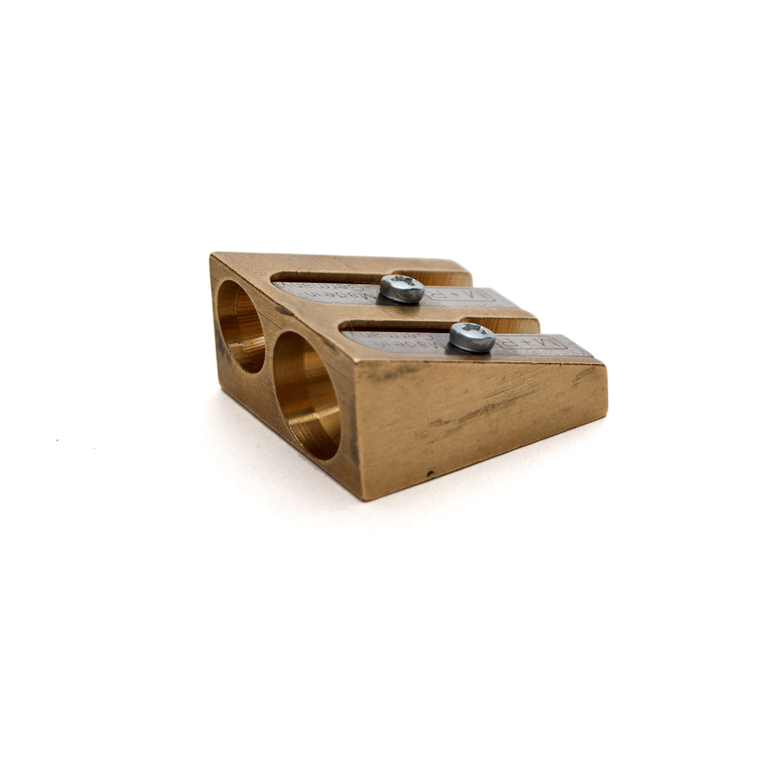 Mobius & Ruppert Brass Wedge Double-Hole Pencil Sharpener