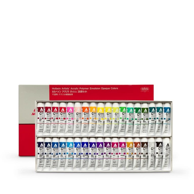 HK Holbein Artist Materials Holbein Acrylic Gouache Set of 36 colours 20ml Tubes