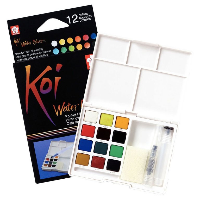 Koi Watercolour Pocket Sketchbox 12 Colour Set