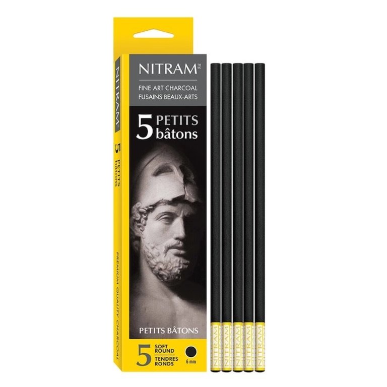 Nitram Art Inc Nitram Charcoal Batons Petits Batons - Soft Round 6mm