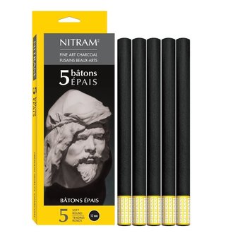 Nitram Art Inc Nitram Charcoal Batons Epais - Soft Round 12 mm Nitram Art Inc Nitram Charcoal Batons Epais - Soft Round 12 mm