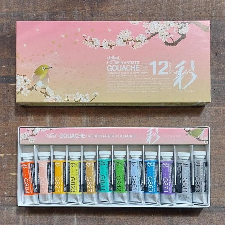 Holbein Irodori Artist Gouache - Spring, Set of 12, 15 ml, Tubes