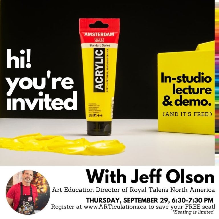 Royal Talens Amsterdam Acrylic Paint Lecture & Demo with Jeff Olson - Thursday September 29, 2022 | 6:30 to 7:30pm (Free)
