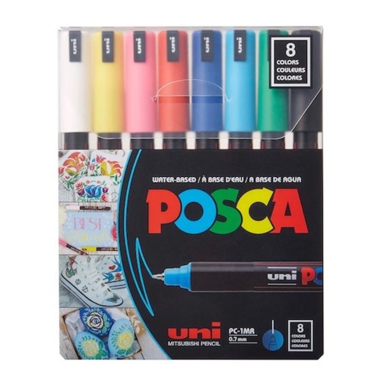 Posca Uni Posca Paint Marker PC-1MR - Extra Fine Point - 8 Color Set