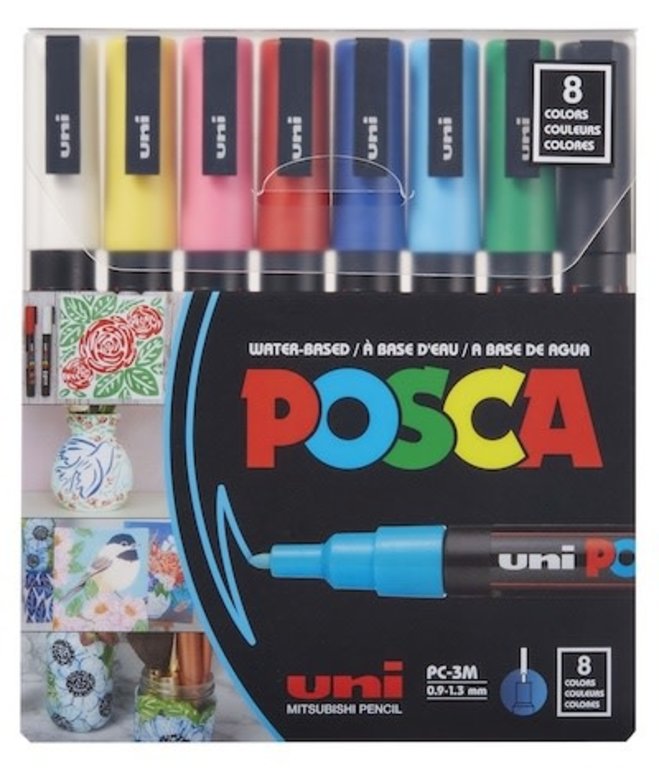 Posca Uni Posca Paint Marker PC-3M - Fine Point - 8 Color Set