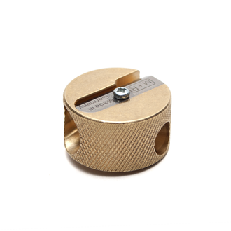 Mobius & Ruppert Brass Round Double-Hole Pencil Sharpener