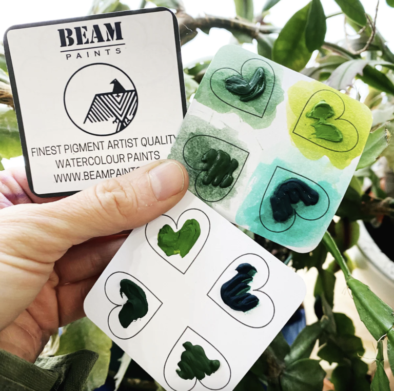 BEAMPAINTS BEAM Wild Greens Hearts Travel Card - boreal, pine, spring green, Salish sea