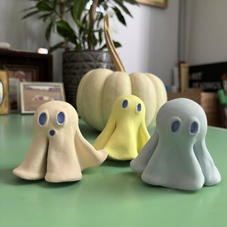 How to Make Ghosts with Air Dry Clay and Acrylic Gouache