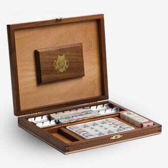 Schmincke Horadam Aquarell Retro Wooden Box - 12 x 1/2 pans plus 1 x 15ml & brush and palette