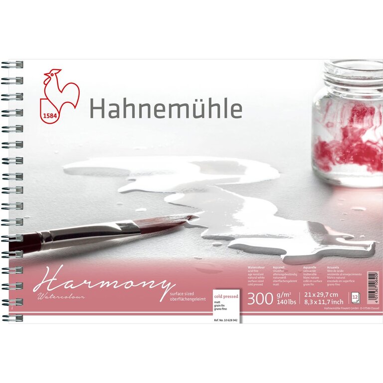 Hahnemuhle Harmony Watercolour Spiral Bound Pad A4 - 12 Sheets