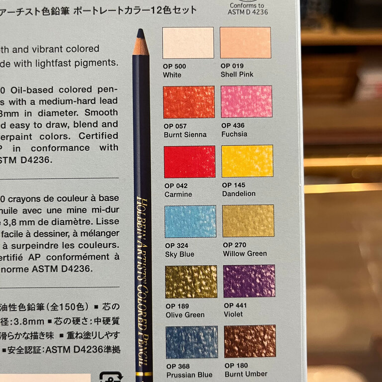 HK Holbein Artist Materials Holbein Artists Colour Pencils 12 - Portrait Set
