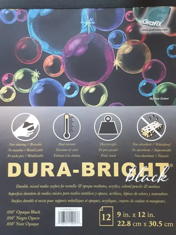 Grafix Dura-Bright Opaque Black .010 Pad - 12 Sheets - 9"x12"
