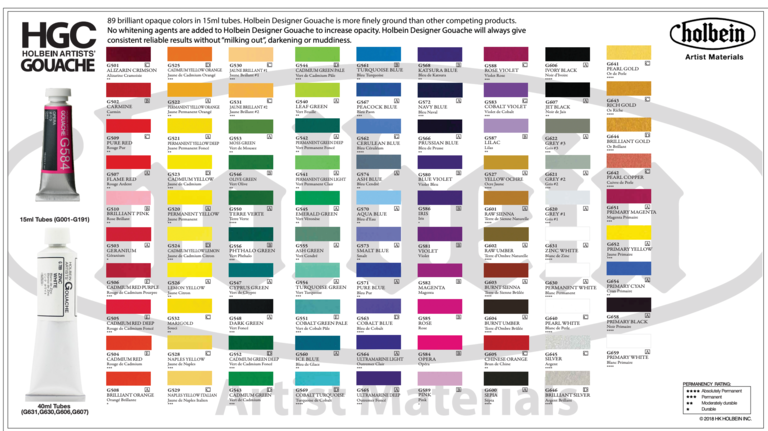 HK Holbein Artist Materials Holbein Artists' Gouache Series A