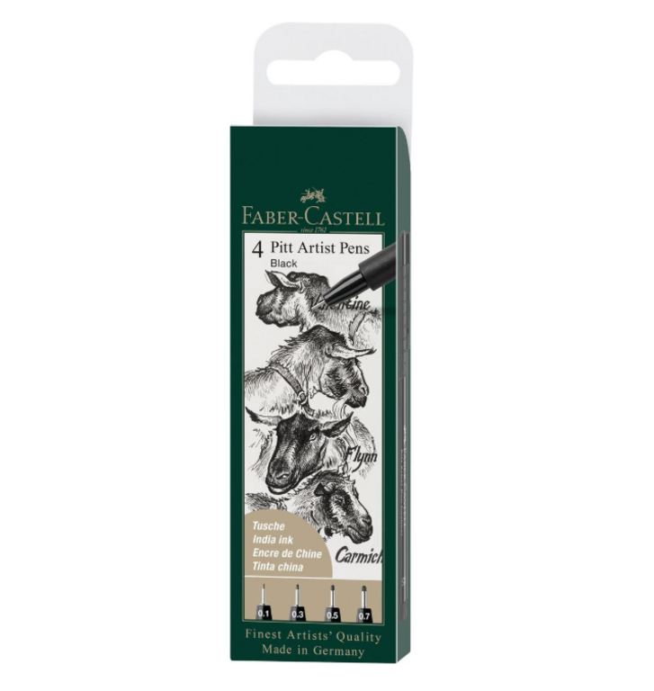 Faber-Castell Pitt Artist Pen Black - Pack of 4