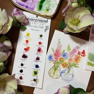 Stoneground Stoneground Flower Shop Watercolour Dot Card - 14 Colours - with Brush