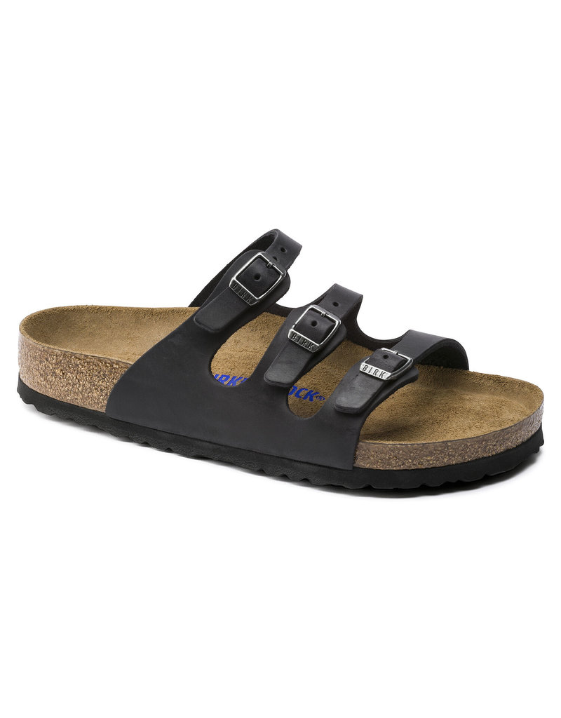 BIRKENSTOCK FLORIDA SOFT FOOTBED OILED LEATHER-BLACK