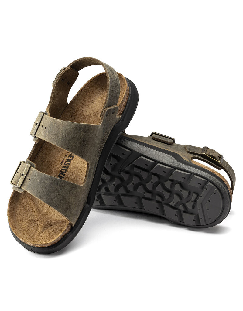 BIRKENSTOCK MILANO CROSS TOWN OILED LEATHER-FADED KHAKI