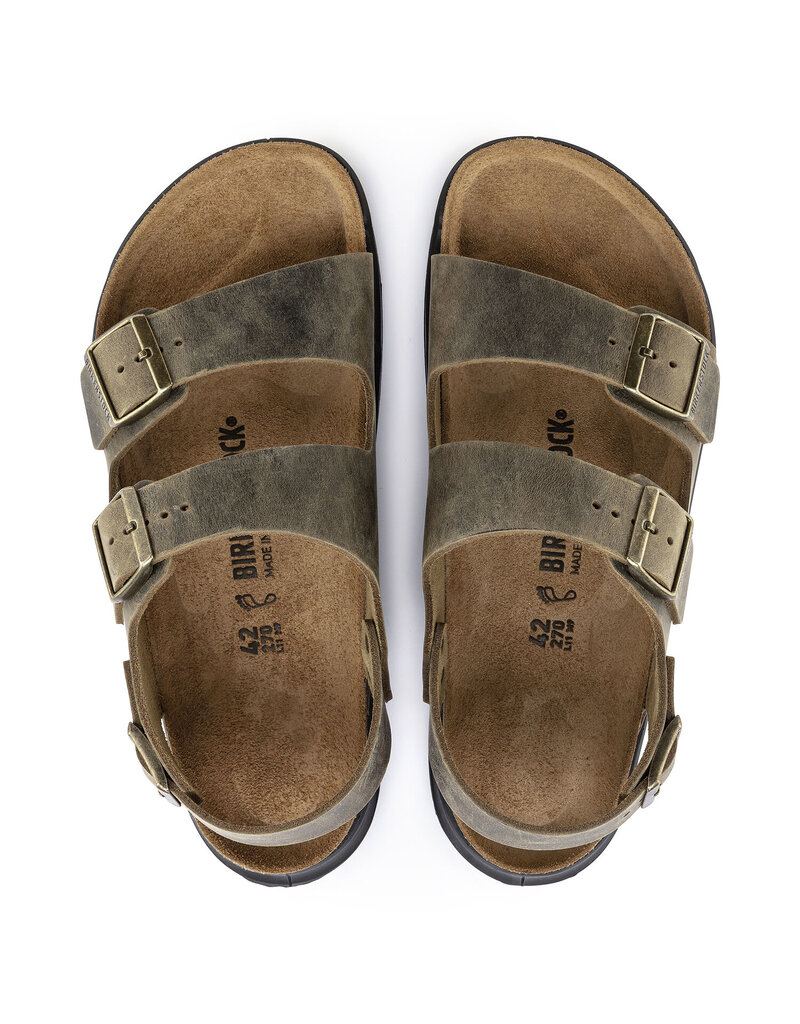 BIRKENSTOCK MILANO CROSS TOWN OILED LEATHER-FADED KHAKI