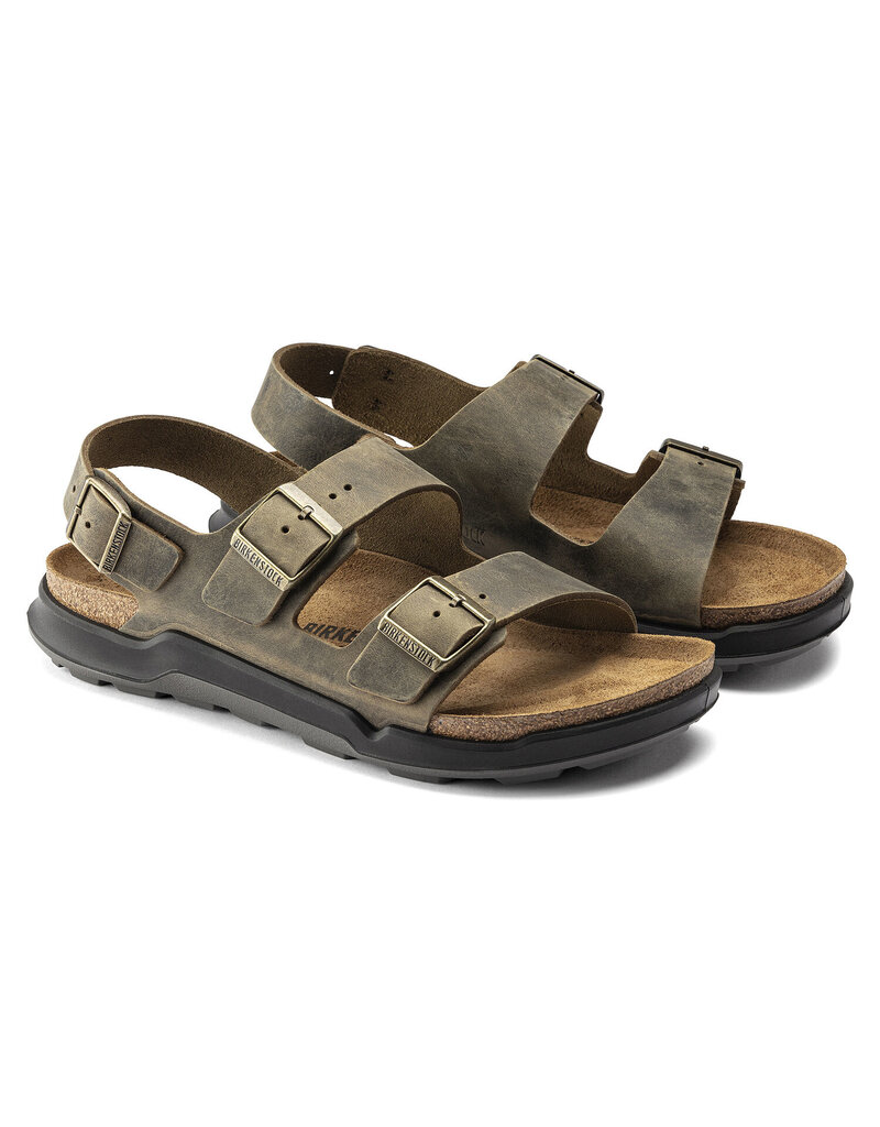 BIRKENSTOCK MILANO CROSS TOWN OILED LEATHER-FADED KHAKI