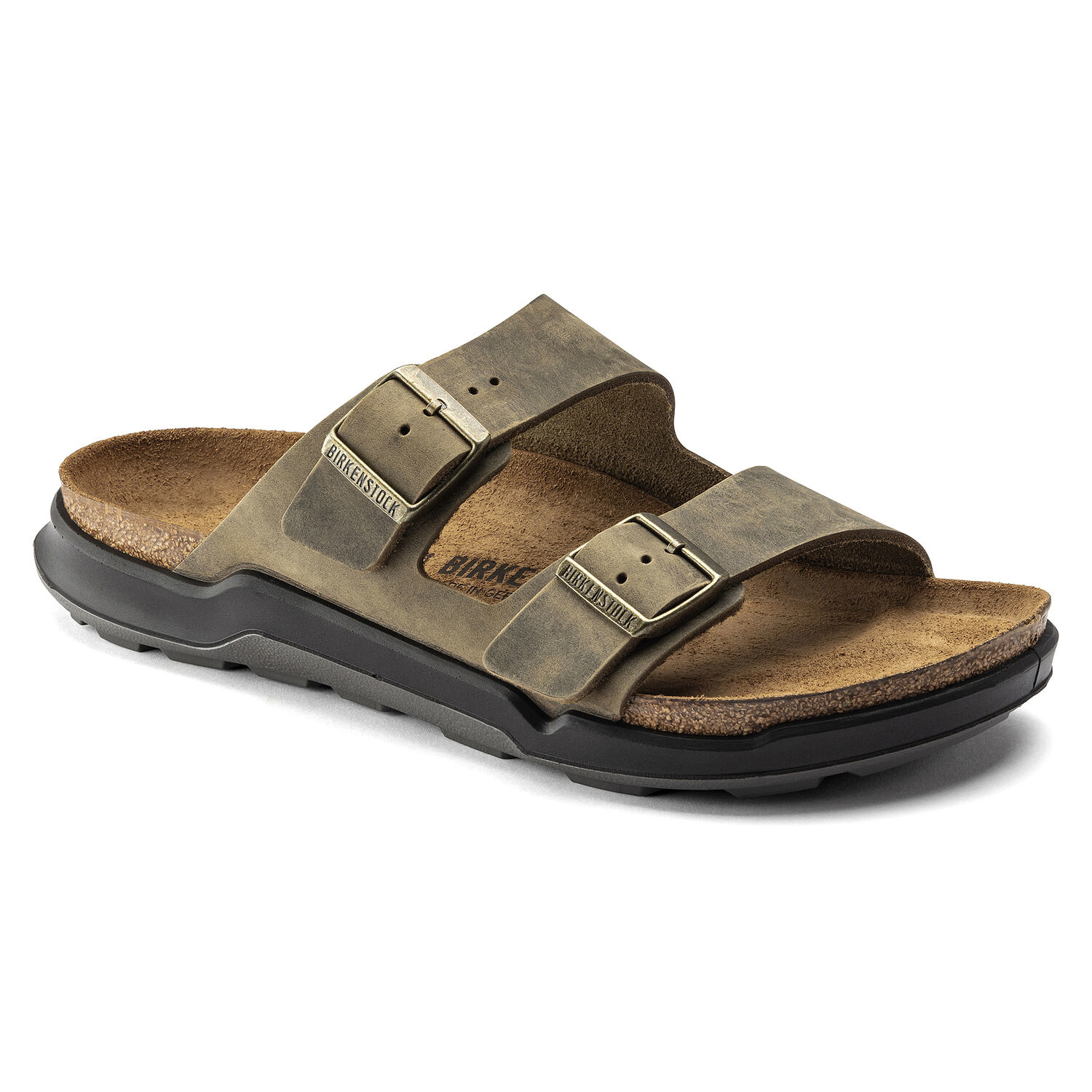 BIRKENSTOCK ARIZONA CROSS TOWN OILED LEATHER-FADED KHAKI