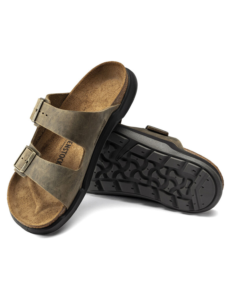 BIRKENSTOCK ARIZONA CROSS TOWN OILED LEATHER-FADED KHAKI