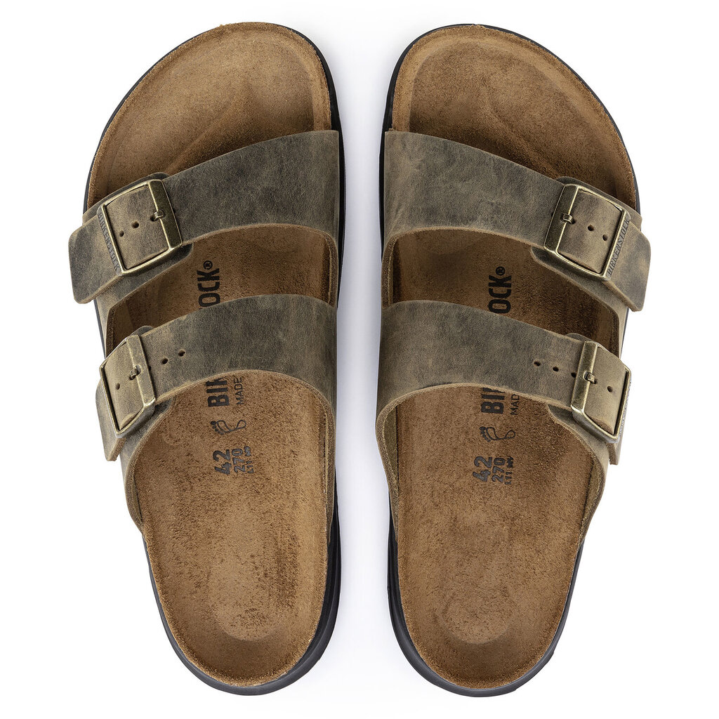 BIRKENSTOCK ARIZONA CROSS TOWN OILED LEATHER-FADED KHAKI - BEND SHOE CO