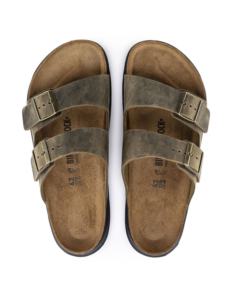 BIRKENSTOCK ARIZONA CROSS TOWN OILED LEATHER-FADED KHAKI