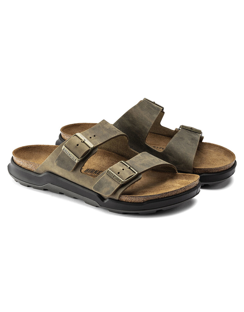 BIRKENSTOCK ARIZONA CROSS TOWN OILED LEATHER-FADED KHAKI