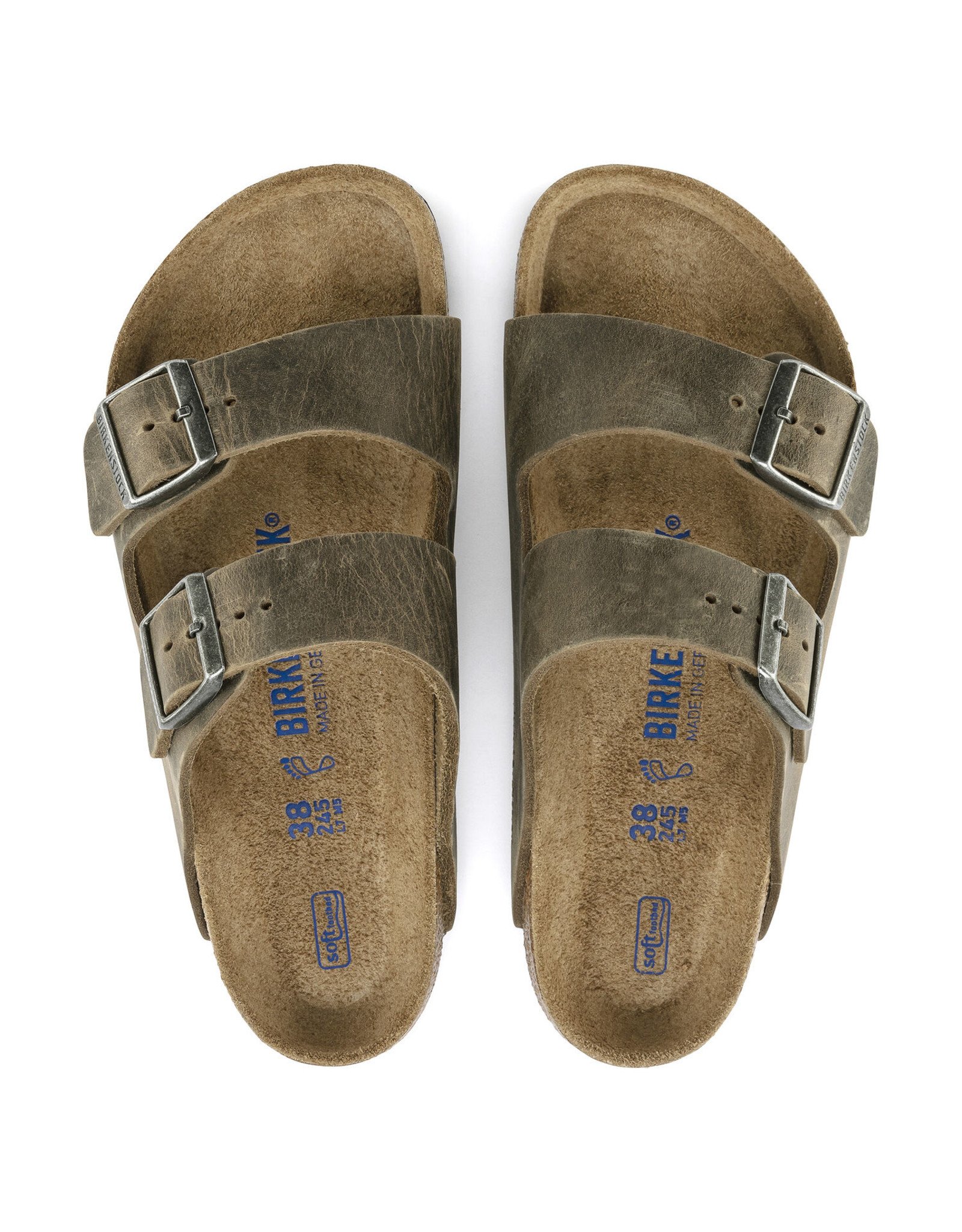 BIRKENSTOCK ARIZONA SOFT FOOTBED OILED LEATHER-FADED KHAKI