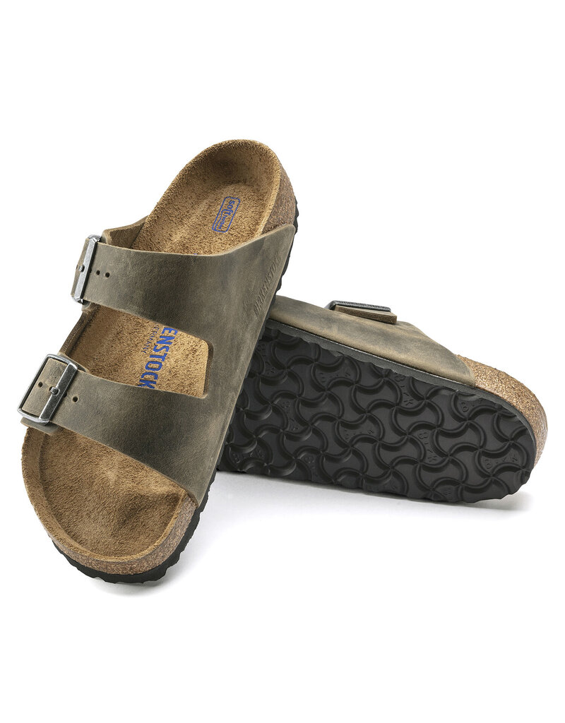 BIRKENSTOCK ARIZONA SOFT FOOTBED OILED LEATHER-FADED KHAKI