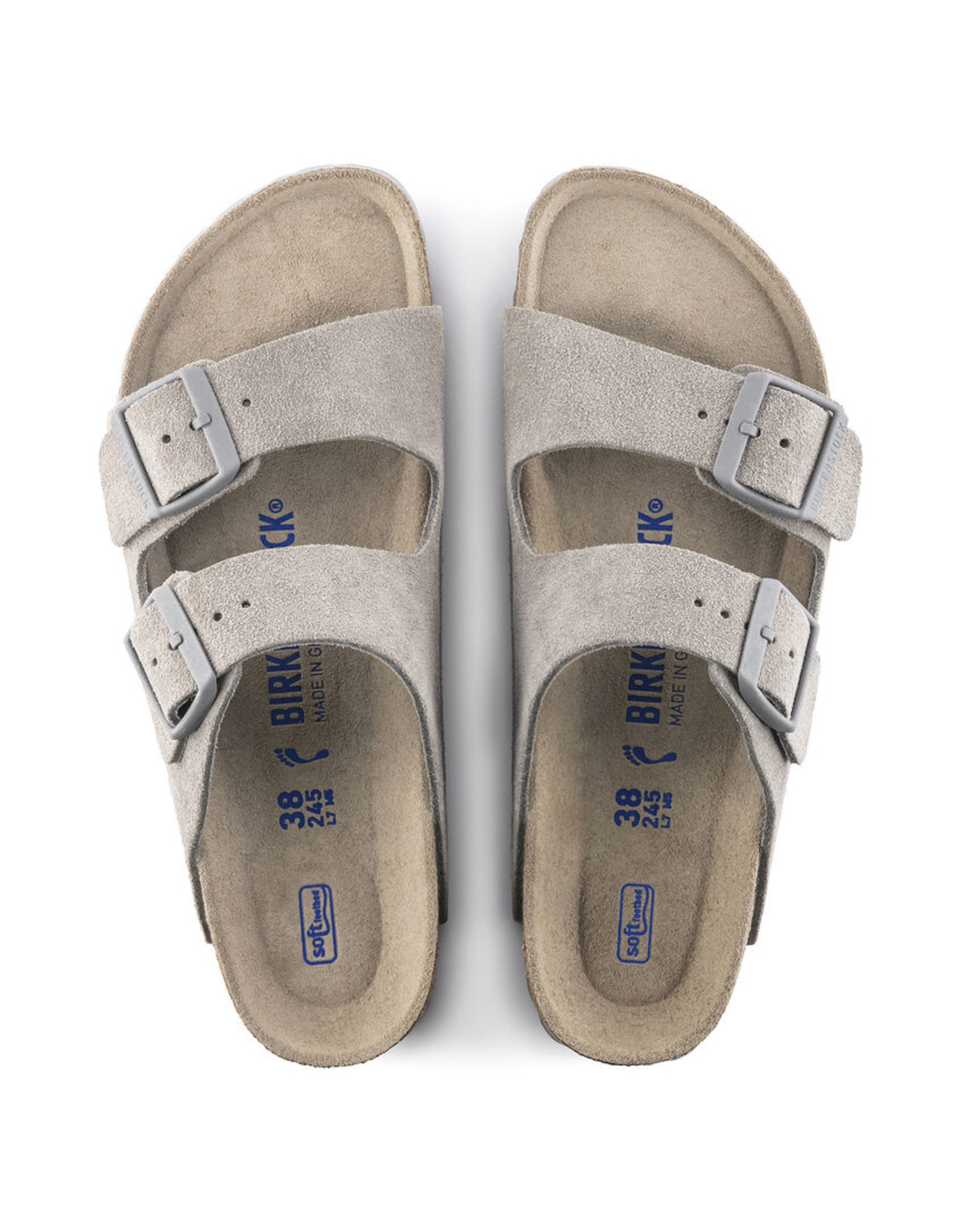 BIRKENSTOCK ARIZONA SOFT FOOTBED SUEDE LEATHER-STONE COIN