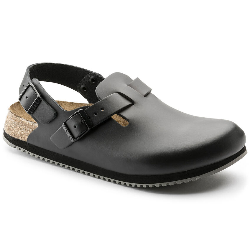 BIRKENSTOCK TOKIO SUPER GRIP LEATHER-BLACK