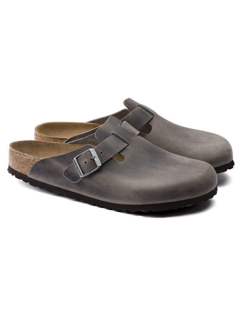 BIRKENSTOCK BOSTON SOFT FOOTBED OILED LEATHER-IRON