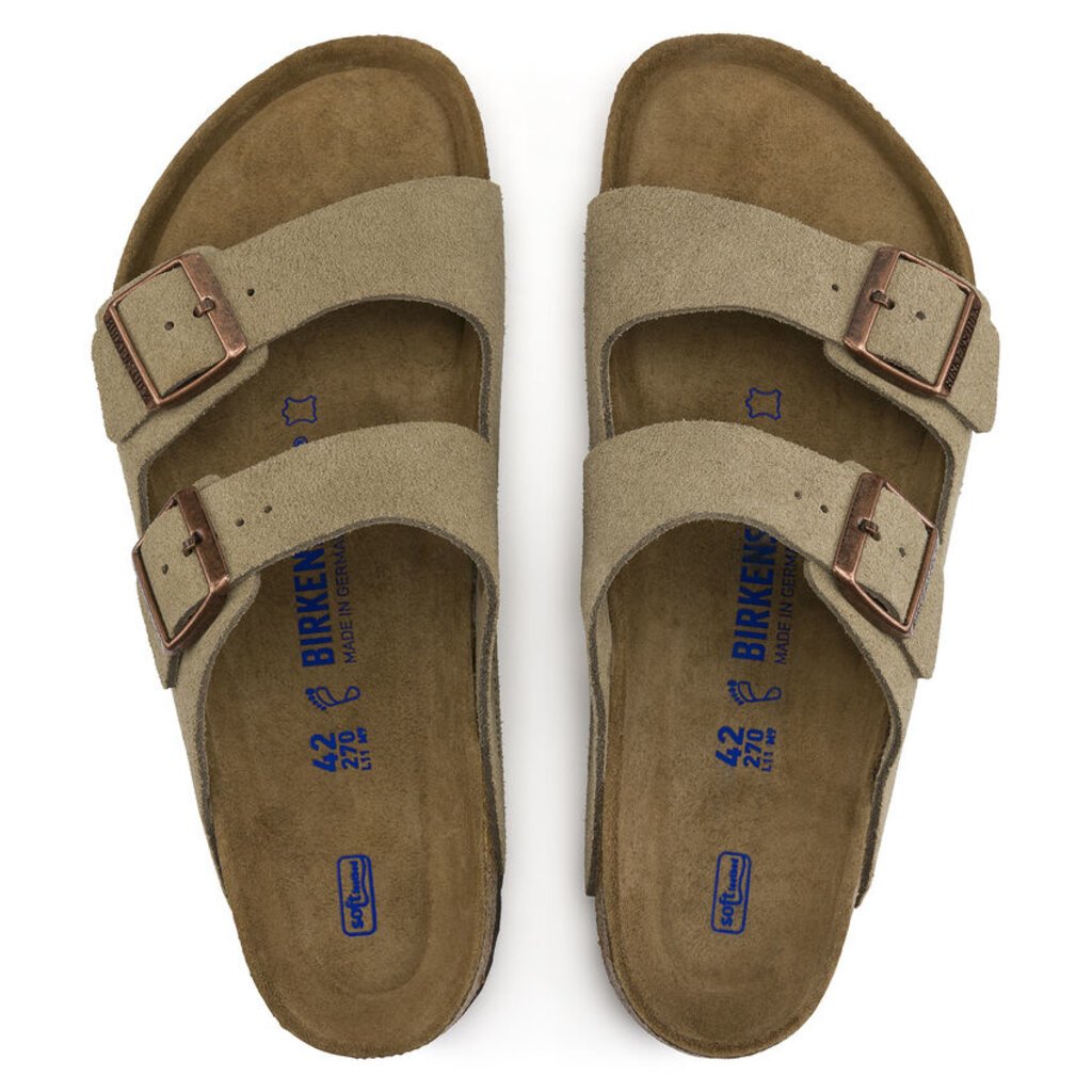 BIRKENSTOCK ARIZONA SOFT FOOTBED SUEDE LEATHER-TAUPE | BEND SHOE CO