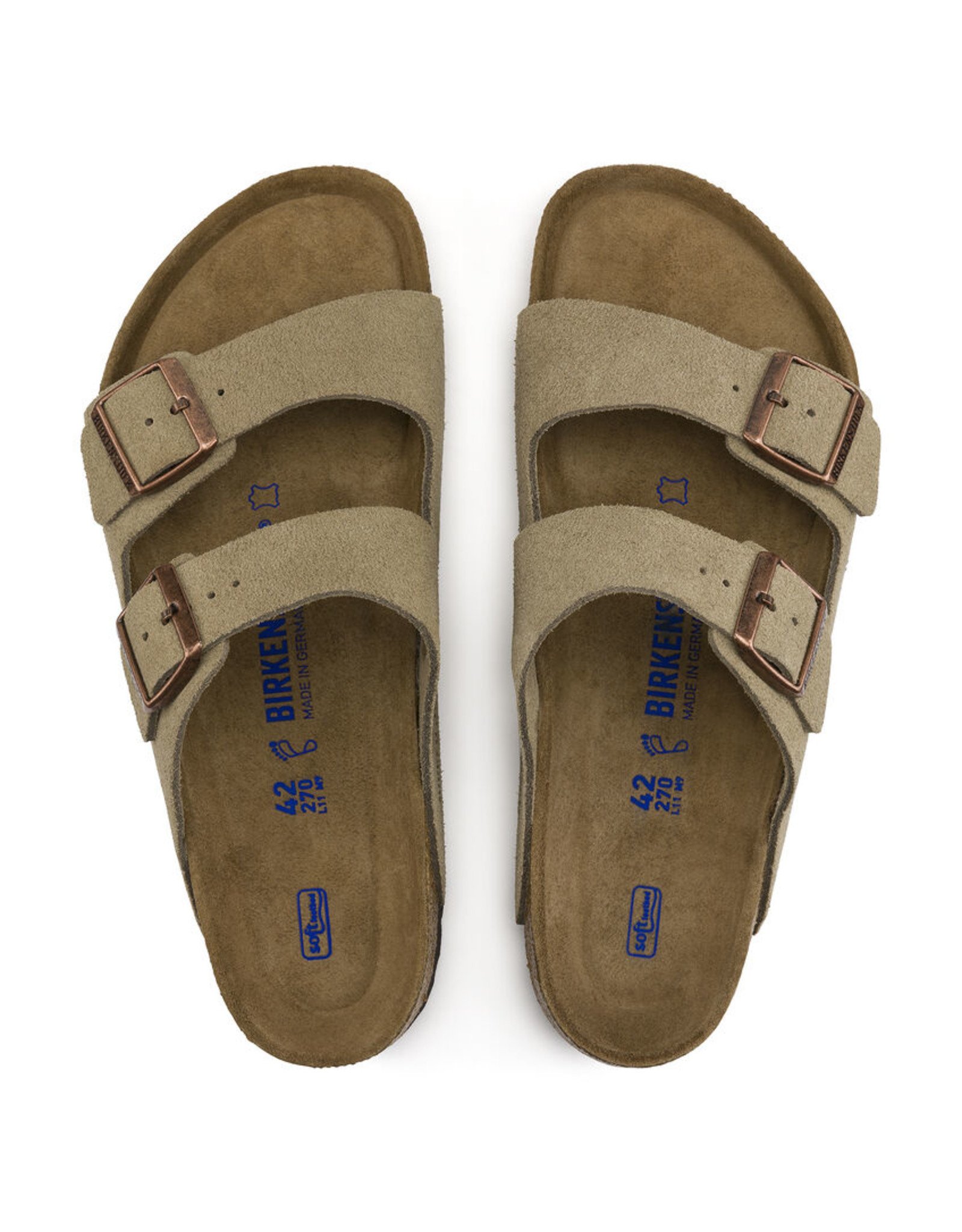 BIRKENSTOCK ARIZONA SOFT FOOTBED SUEDE LEATHER-TAUPE