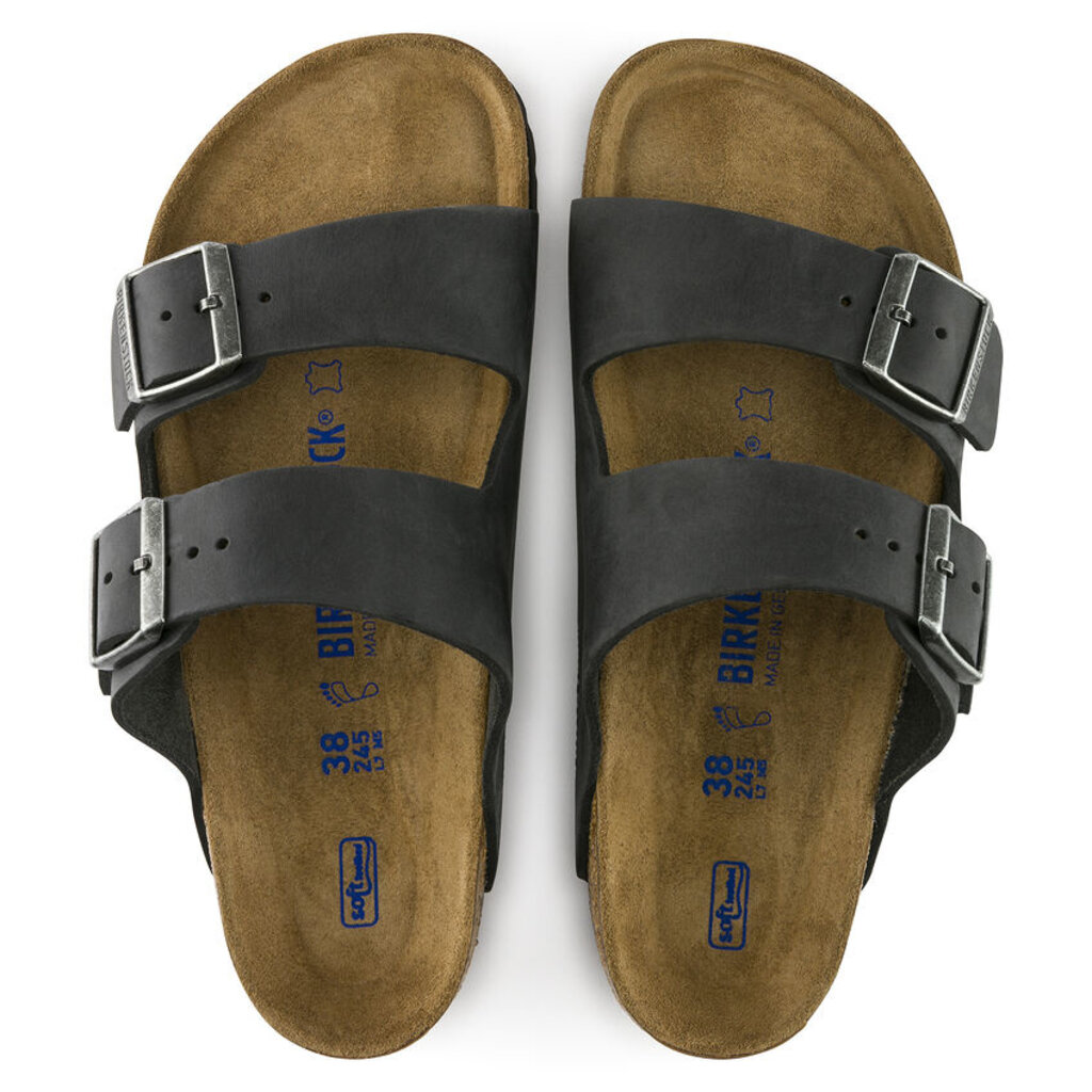 BIRKENSTOCK ARIZONA SOFT FOOTBED OILED LEATHER-BLACK | BEND SHOE CO