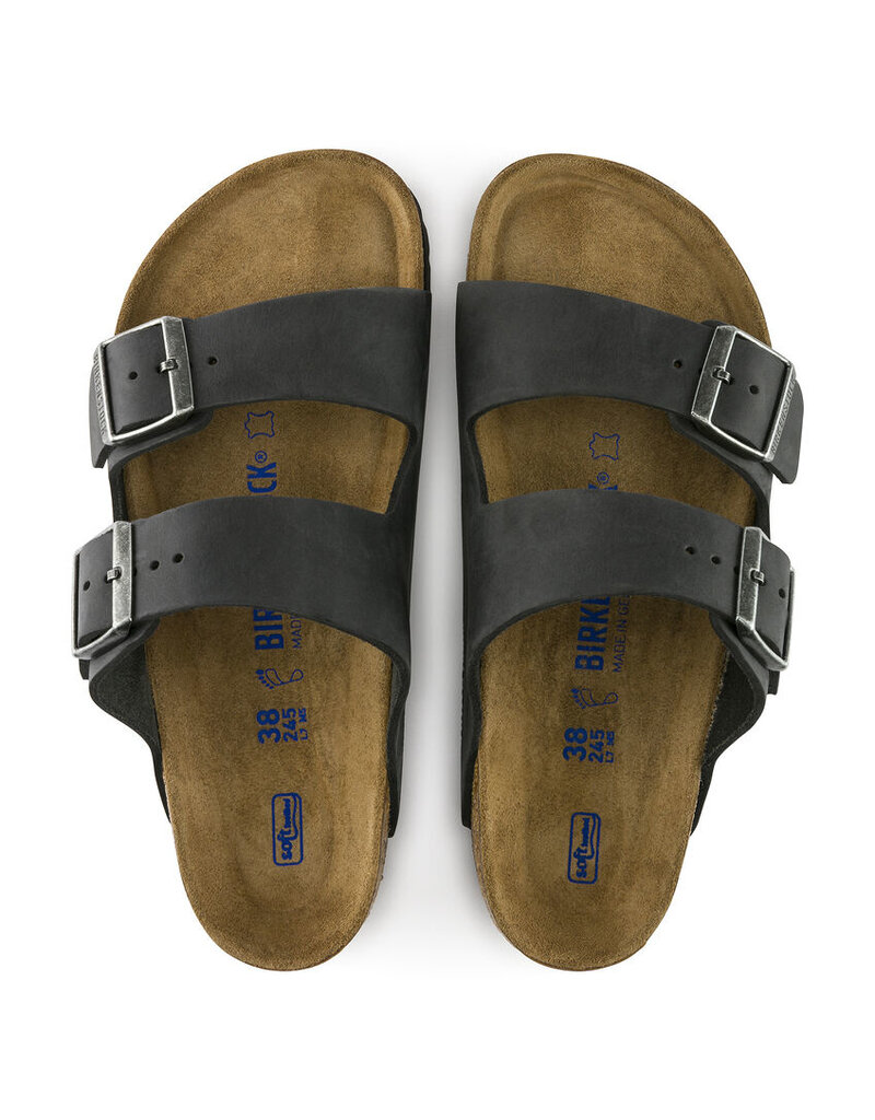 BIRKENSTOCK ARIZONA SOFT FOOTBED OILED LEATHER-BLACK