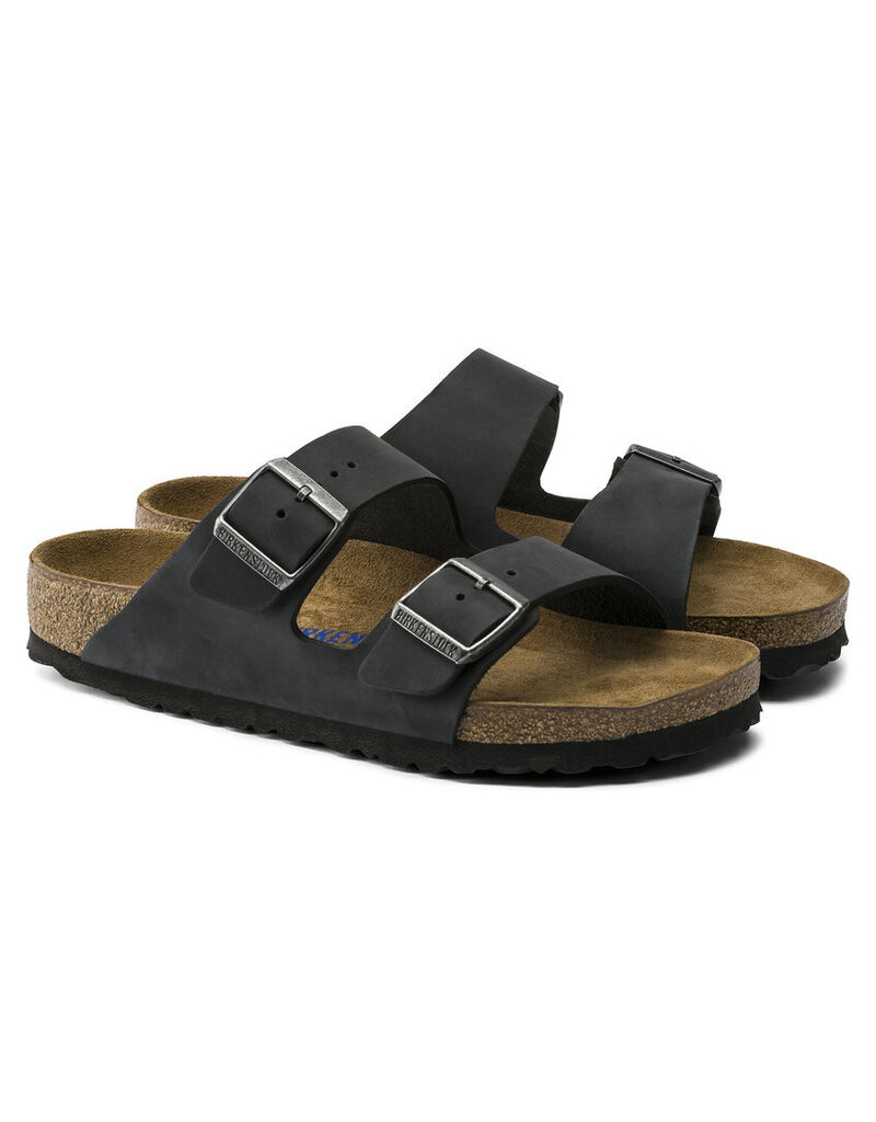 BIRKENSTOCK ARIZONA SOFT FOOTBED OILED LEATHER-BLACK