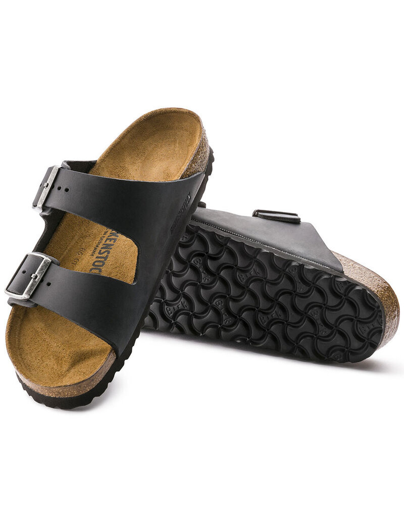 BIRKENSTOCK ARIZONA OILED LEATHER-BLACK - BEND SHOE CO