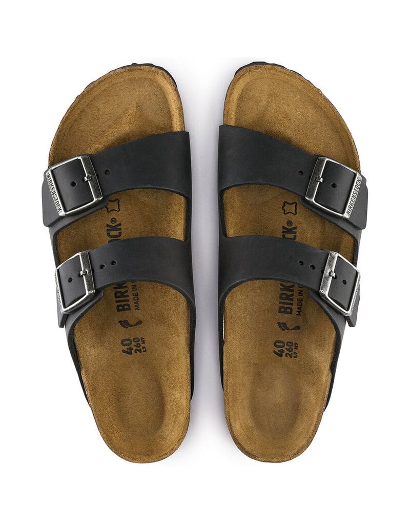 BIRKENSTOCK ARIZONA OILED LEATHER-BLACK - BEND SHOE CO