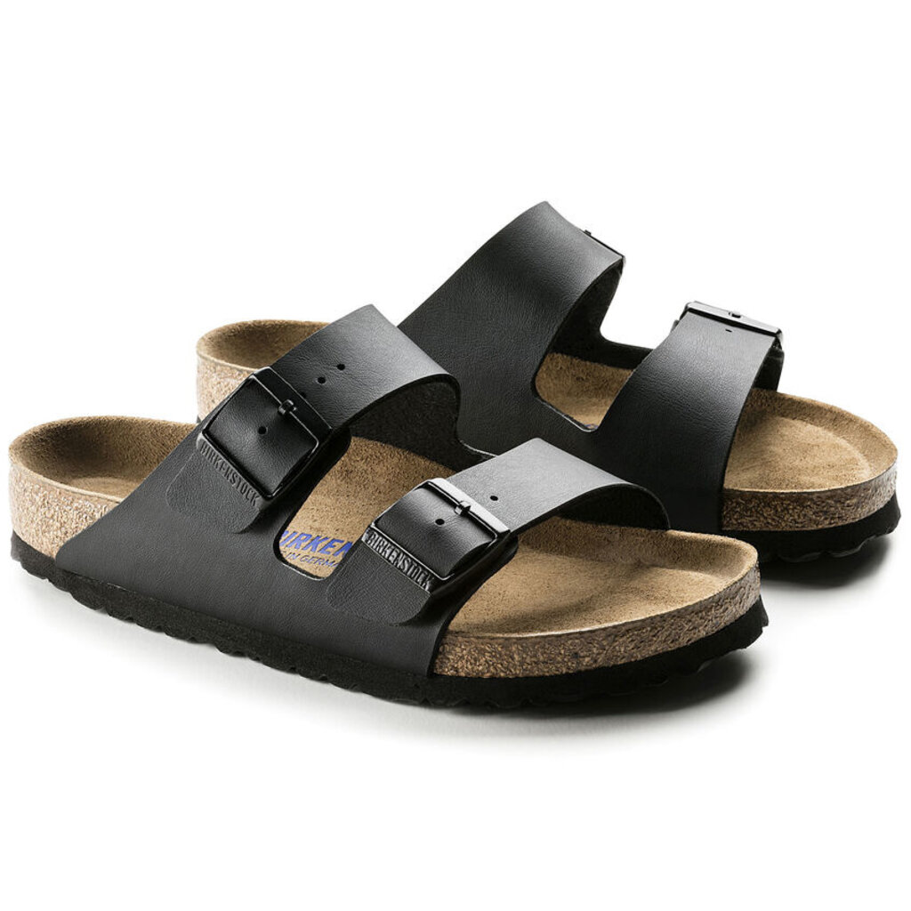 BIRKENSTOCK ARIZONA SOFT FOOTBED BIRKO-FLOR-BLACK | BEND SHOE CO