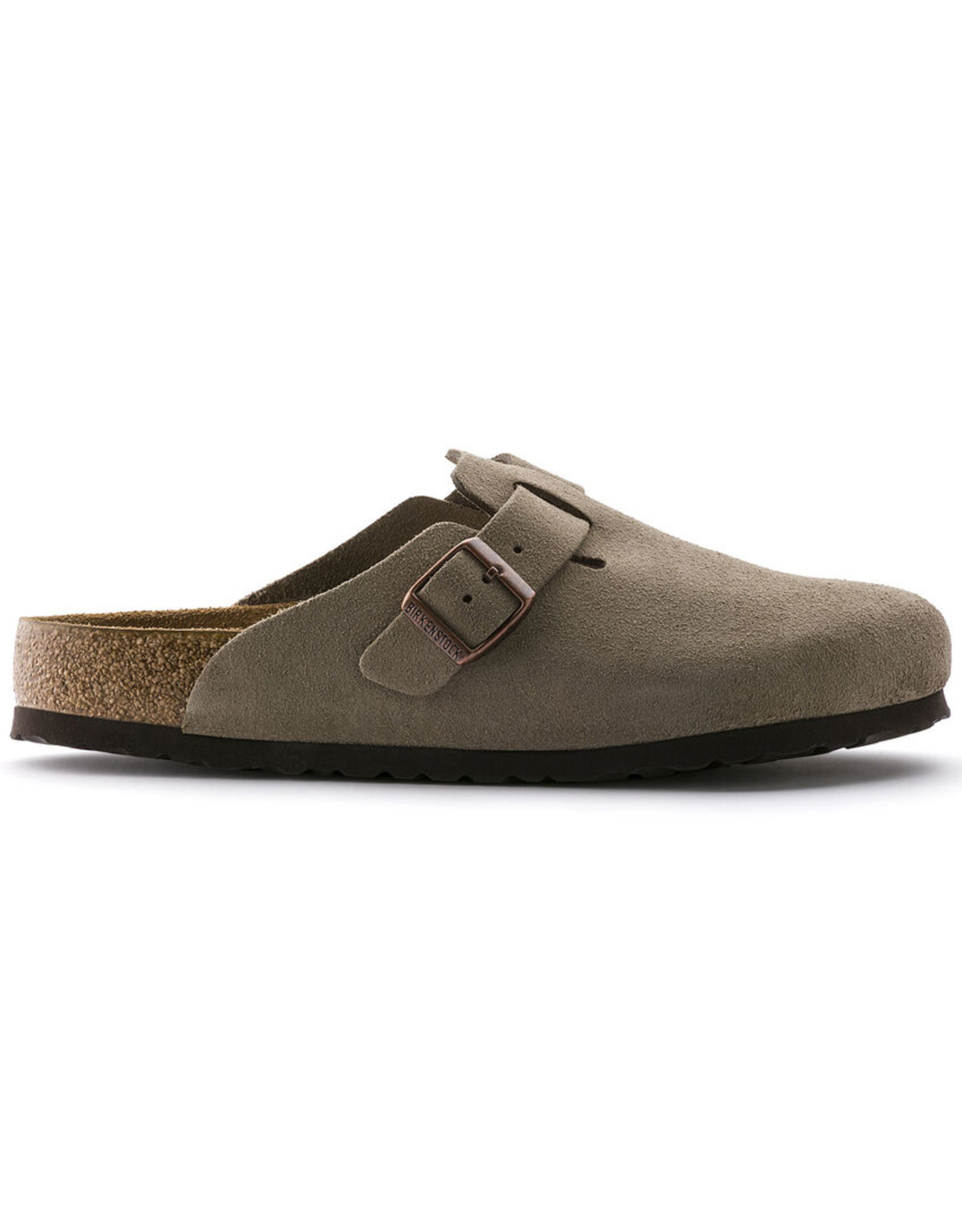 BIRKENSTOCK BOSTON SOFT FOOTBED SUEDE LEATHER-TAUPE