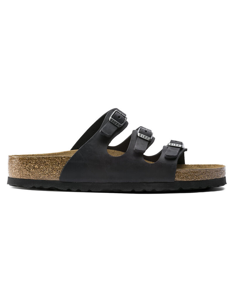 BIRKENSTOCK FLORIDA SOFT FOOTBED OILED LEATHER-BLACK