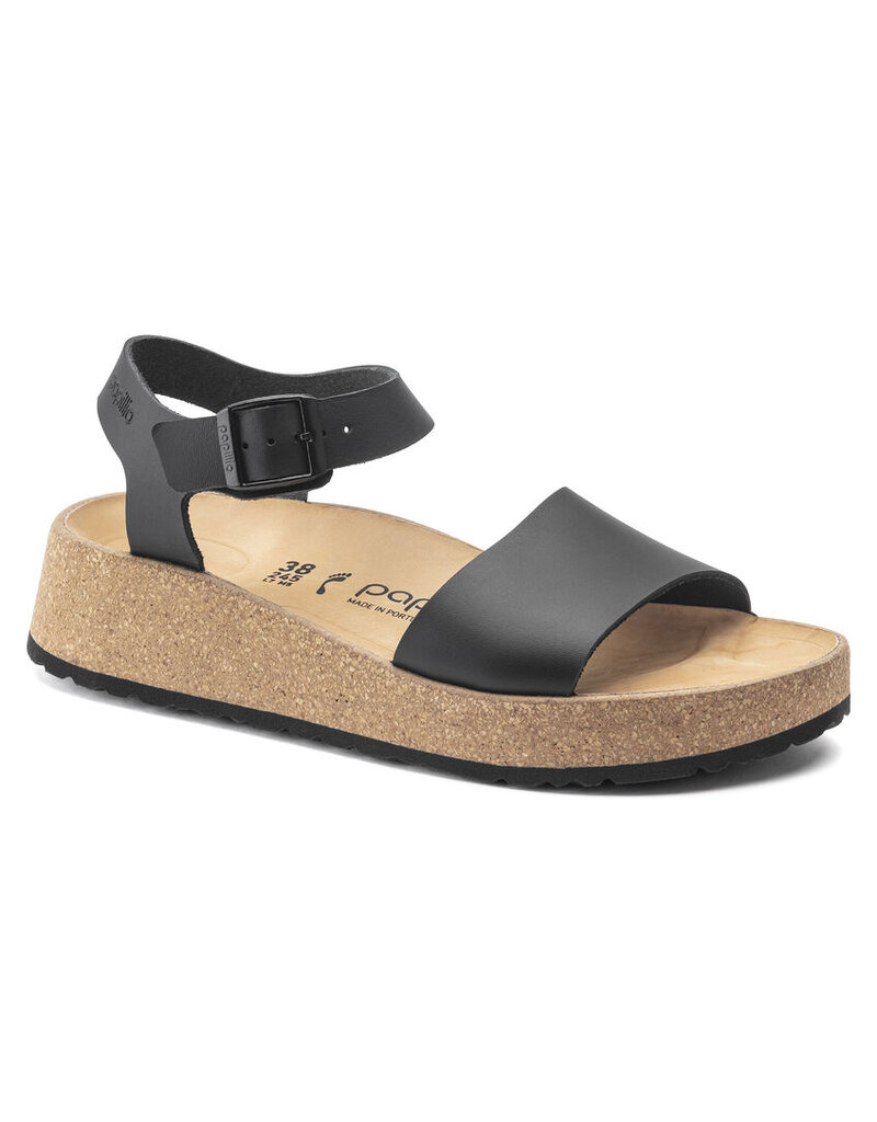 BIRKENSTOCK GLENDA NATURAL LEATHER-BLACK