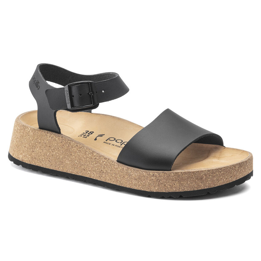 BIRKENSTOCK GLENDA NATURAL LEATHER-BLACK