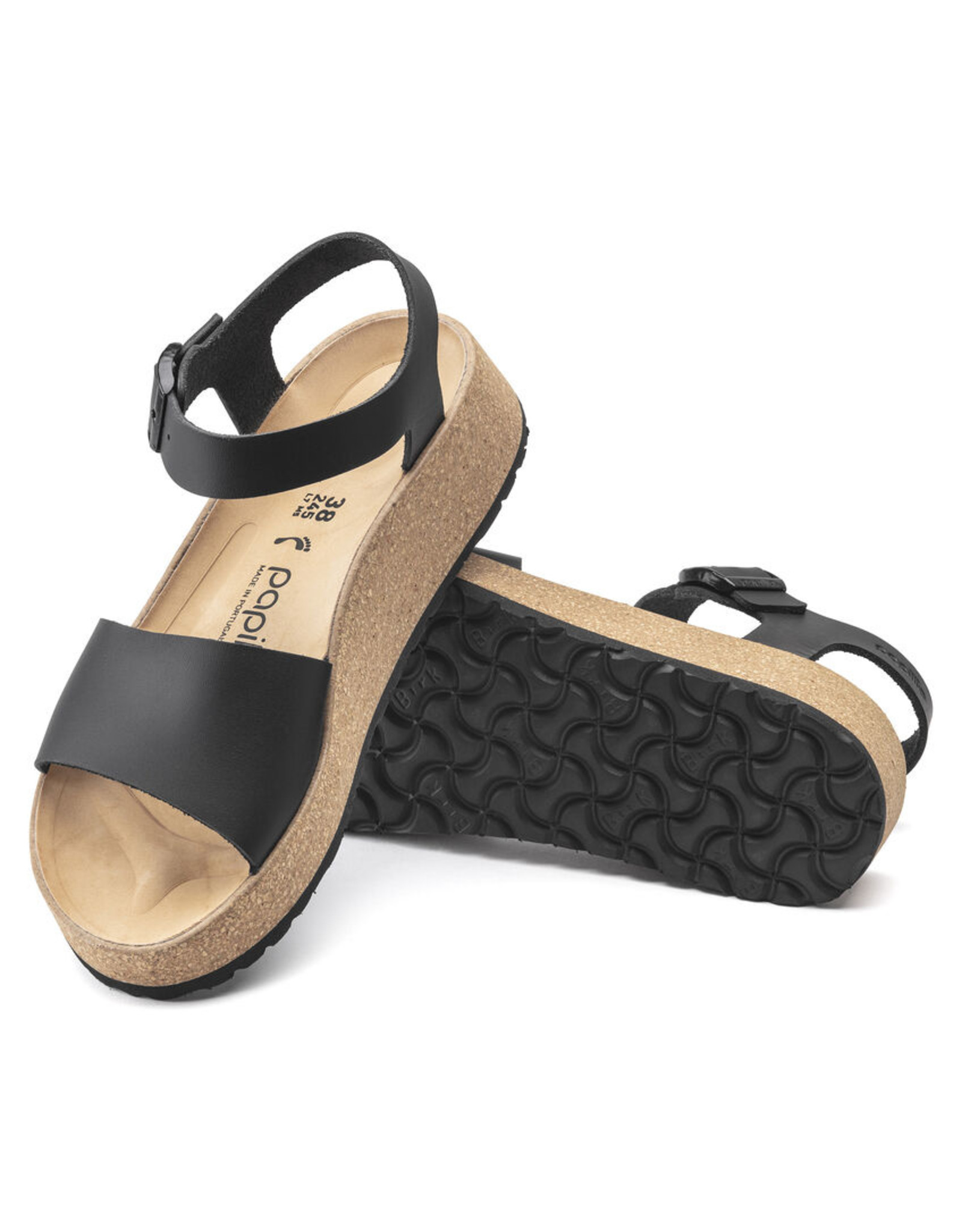 BIRKENSTOCK GLENDA NATURAL LEATHER-BLACK