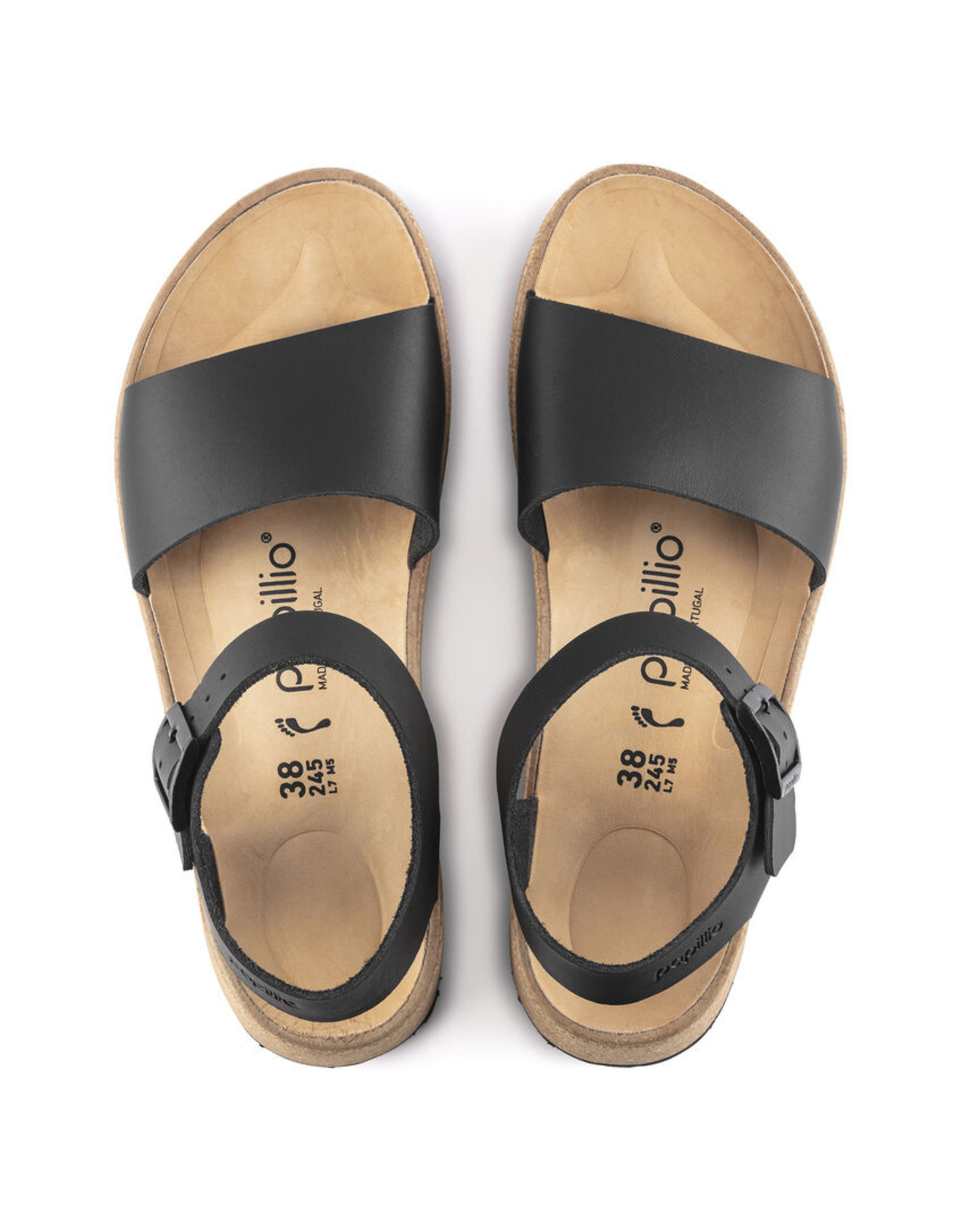 BIRKENSTOCK GLENDA NATURAL LEATHER-BLACK