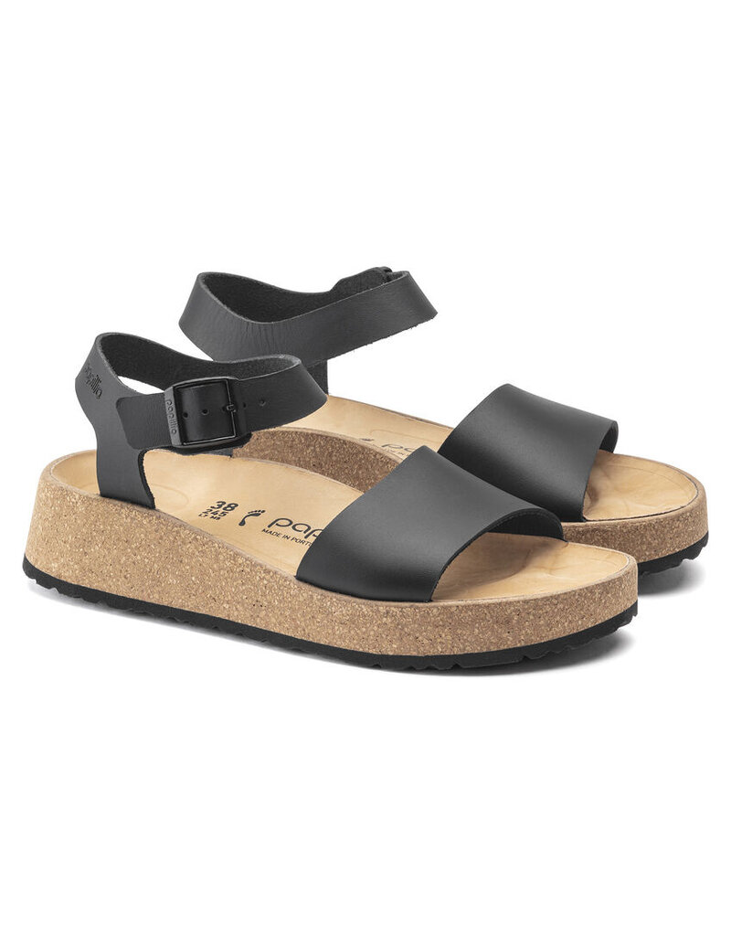 BIRKENSTOCK GLENDA NATURAL LEATHER-BLACK